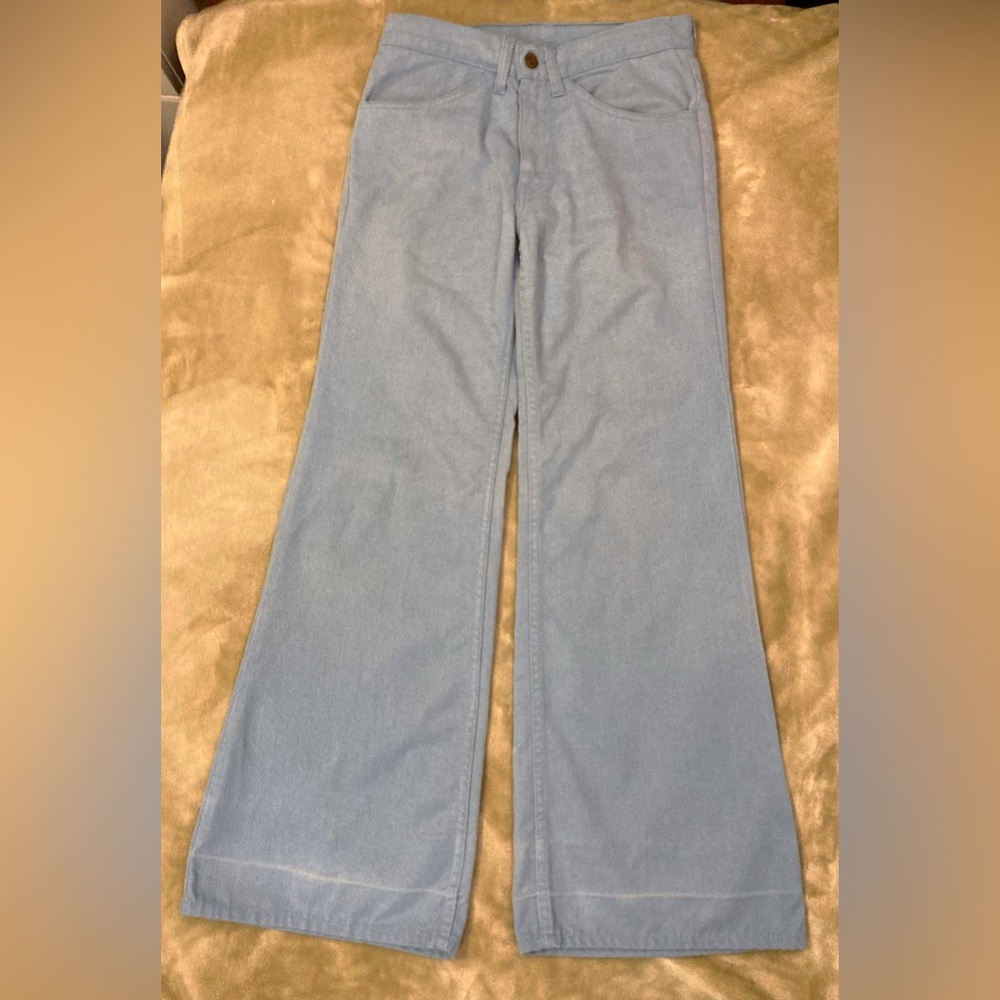 RARE 60s LEVI’S big E white tab bell bottom brushed twill/chambray jeans/pants